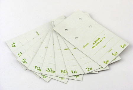 Przywieszki do worka jednostkowego na monety obiegowe 1 gr (100 szt.)