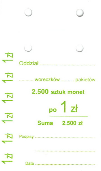 Przywieszki do worka zbiorczego na monety obiegowe 1 zł (100 szt.)