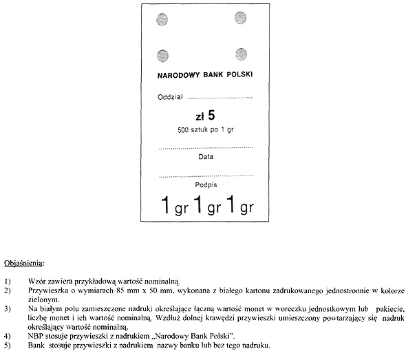 Przywieszki do worka jednostkowego na monety obiegowe 50 gr (100 szt.)