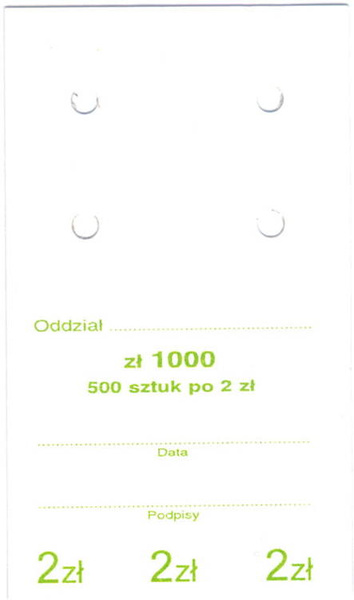 Przywieszki do worka jednostkowego na monety obiegowe 2 zł (100 szt.)