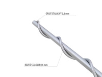 Drut plombowniczy 0,6 / 0,3 mm stalowy w odcinkach 30 cm