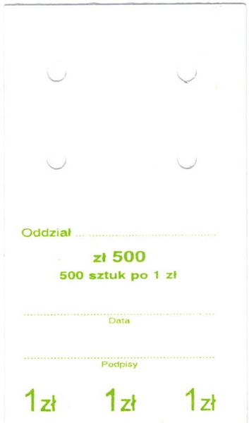 Przywieszki do worka jednostkowego na monety obiegowe 1 zł (100 szt.)