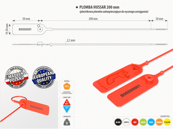 Plomba HUSSAR Pro 200 mm (100 szt.)