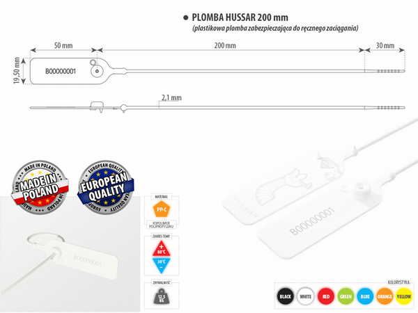 Plomba HUSSAR Pro 200 mm (100 szt.)